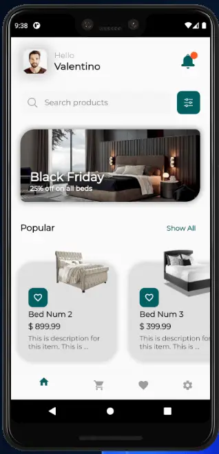 Furniture App Store in Flutter - Home Page