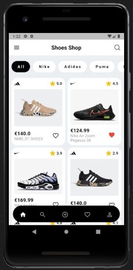 Shoe Shop App in Flutter Free Source Code - List of Shoes