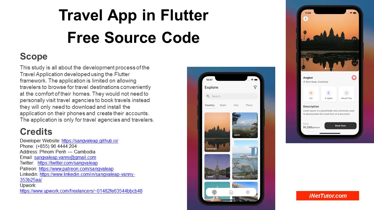 Travel App in Flutter Free Source Code