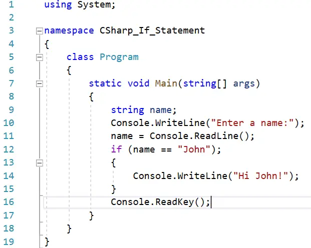 C# IF Statement - source code