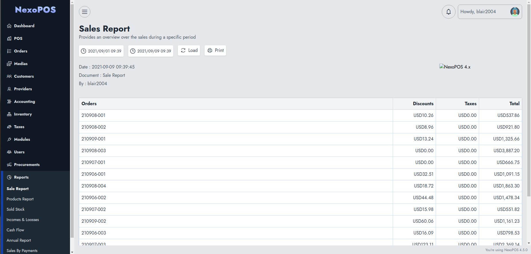 POS, CRM, and Inventory Manager using Laravel and TailwindCSS - Sales Report