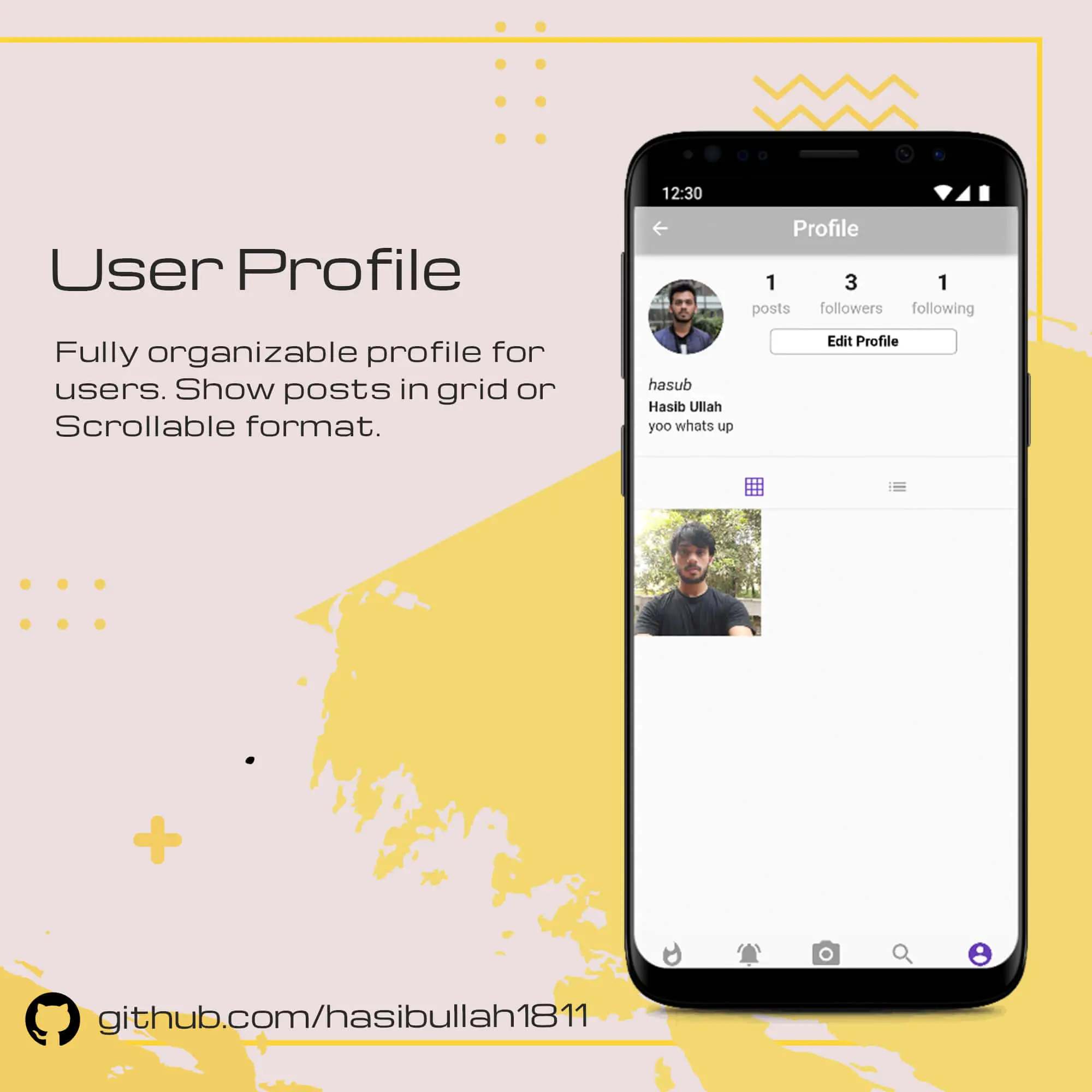 Social Media App in Flutter and Firebird Free Source Code - User Profile