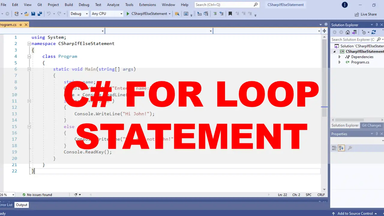 C# For Loop Statement Video Tutorial and Source code
