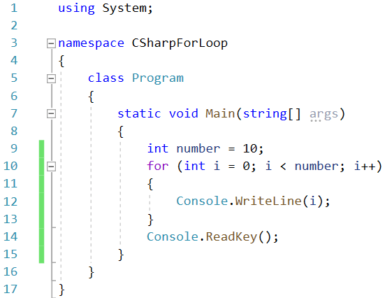C# For Loop Statement - source code