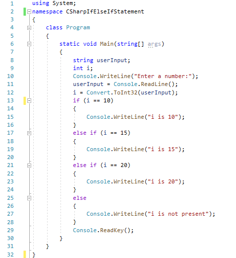 C# IF ELSE IF Statement - source code