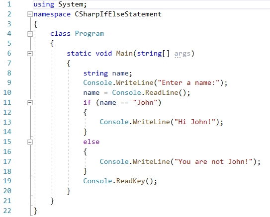 C# IF ELSE Statement - source code