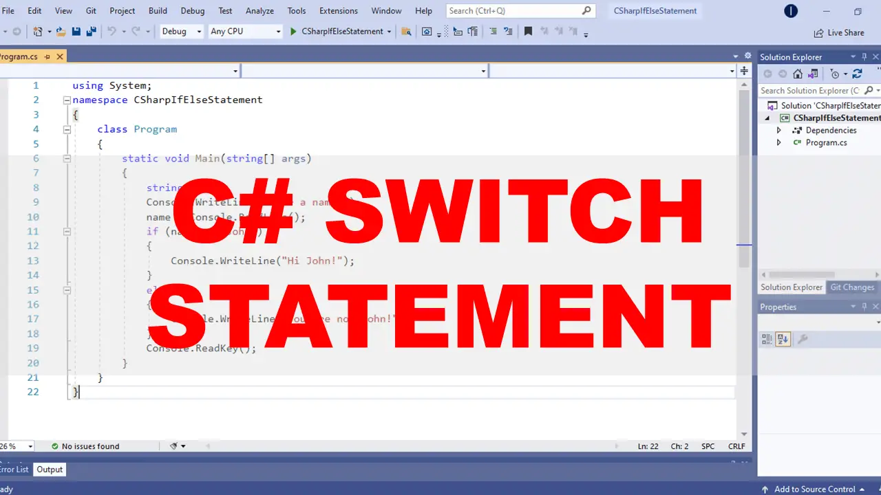 C# SWITCH Statement Video Tutorial and Source code