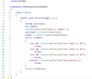 c# switch statement assignment