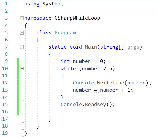C# while loop Statement - source code