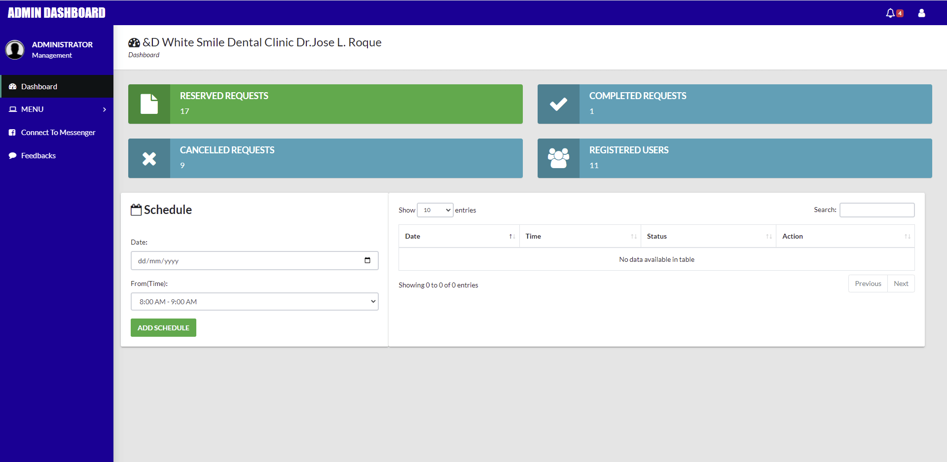 Dental Clinic System in PHP - Dashboard