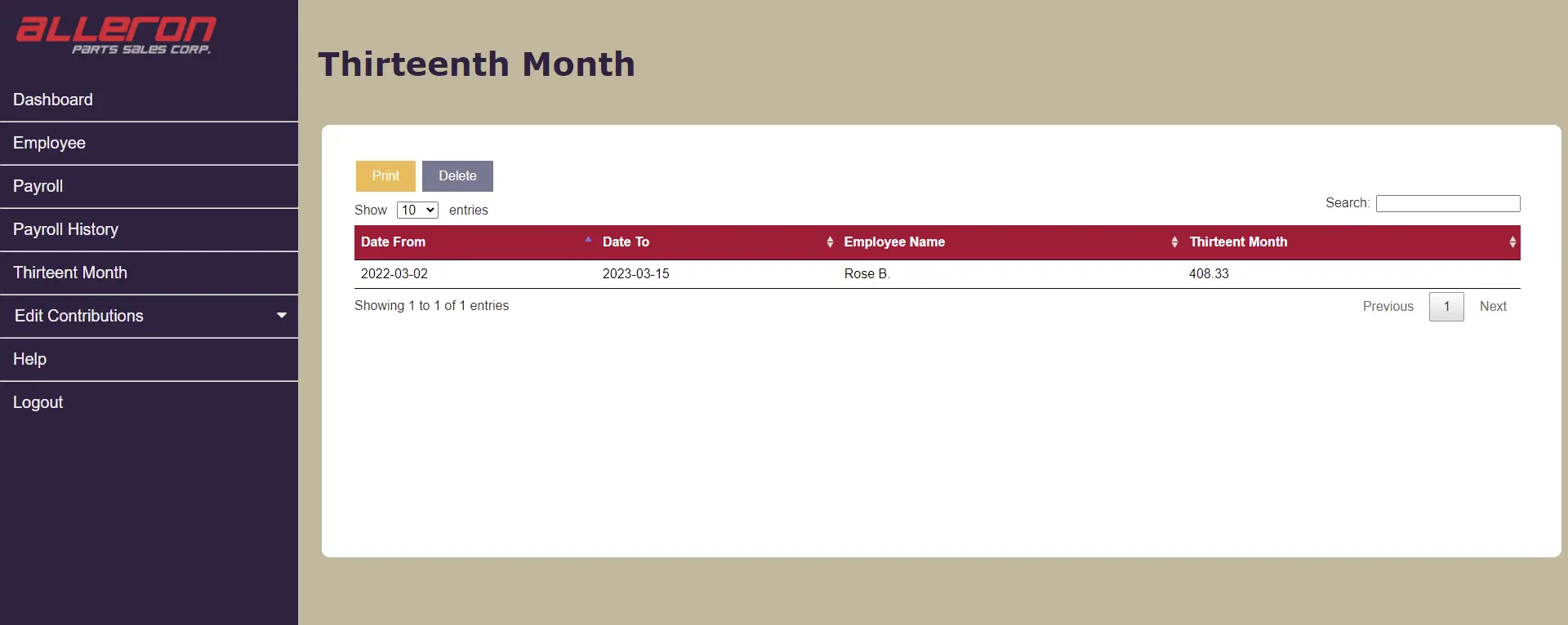 Payroll System in PHP - Thirteenth Month