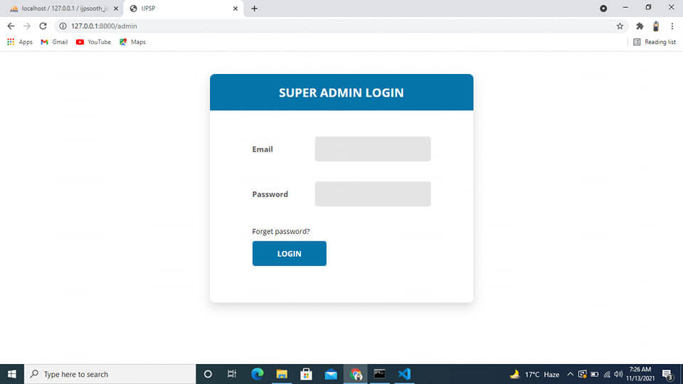 Article Journal Management System in Laravel - Login Form