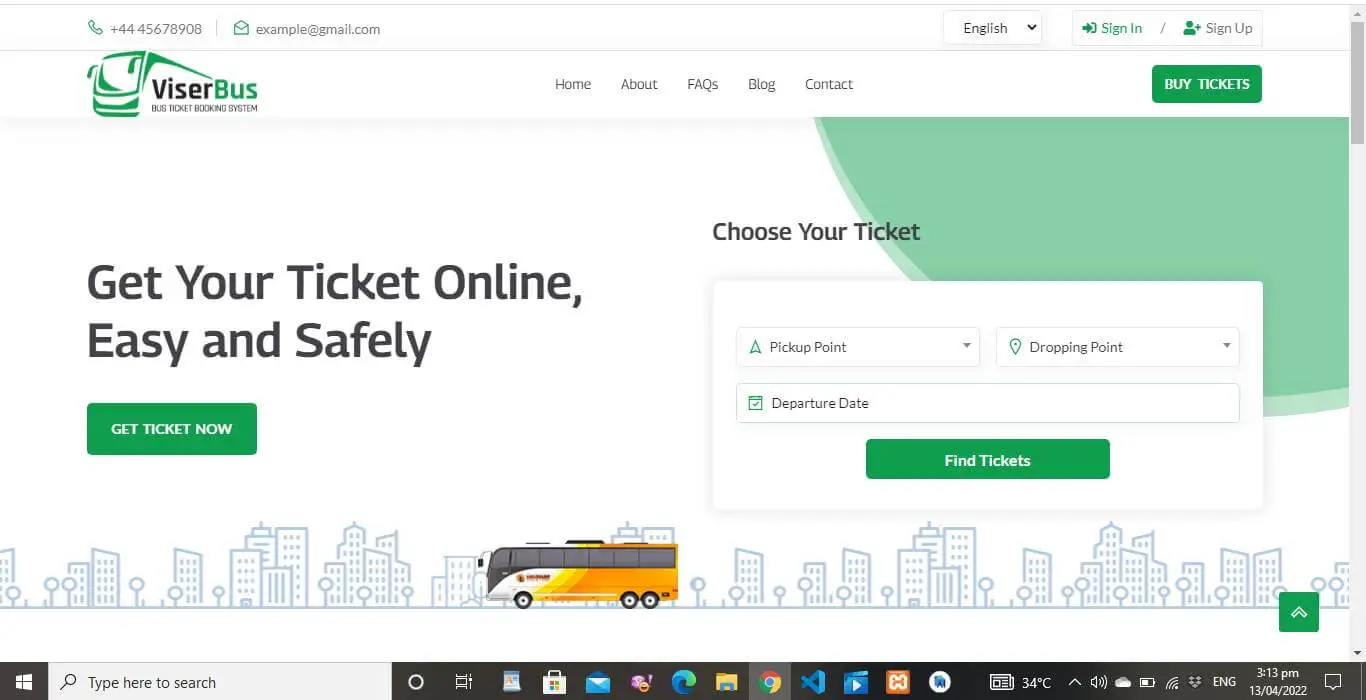 Bus Ticket Booking System in Laravel - Front-end