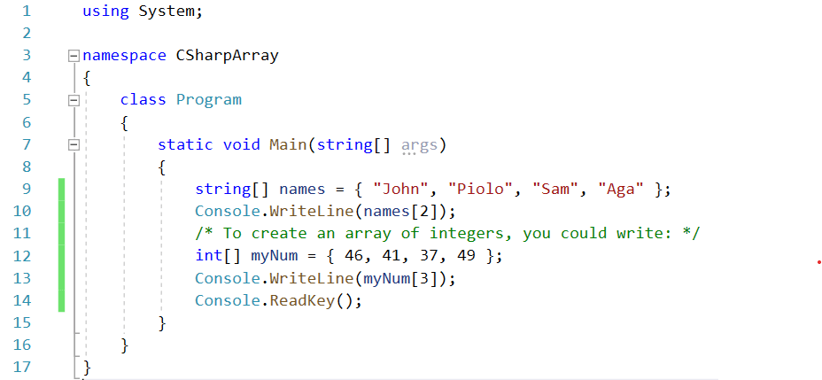 C# Array - source code