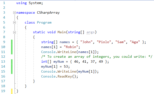 C# Change Array Value - source code