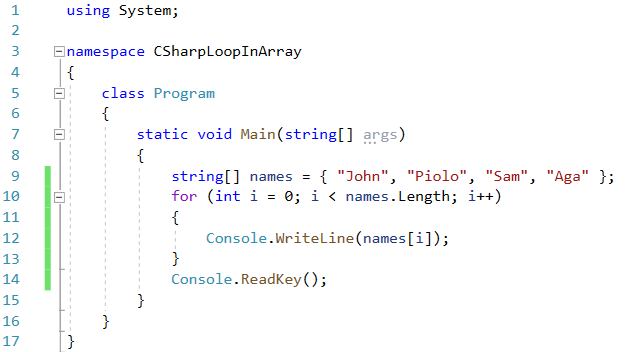 C# Loop in Array - source code