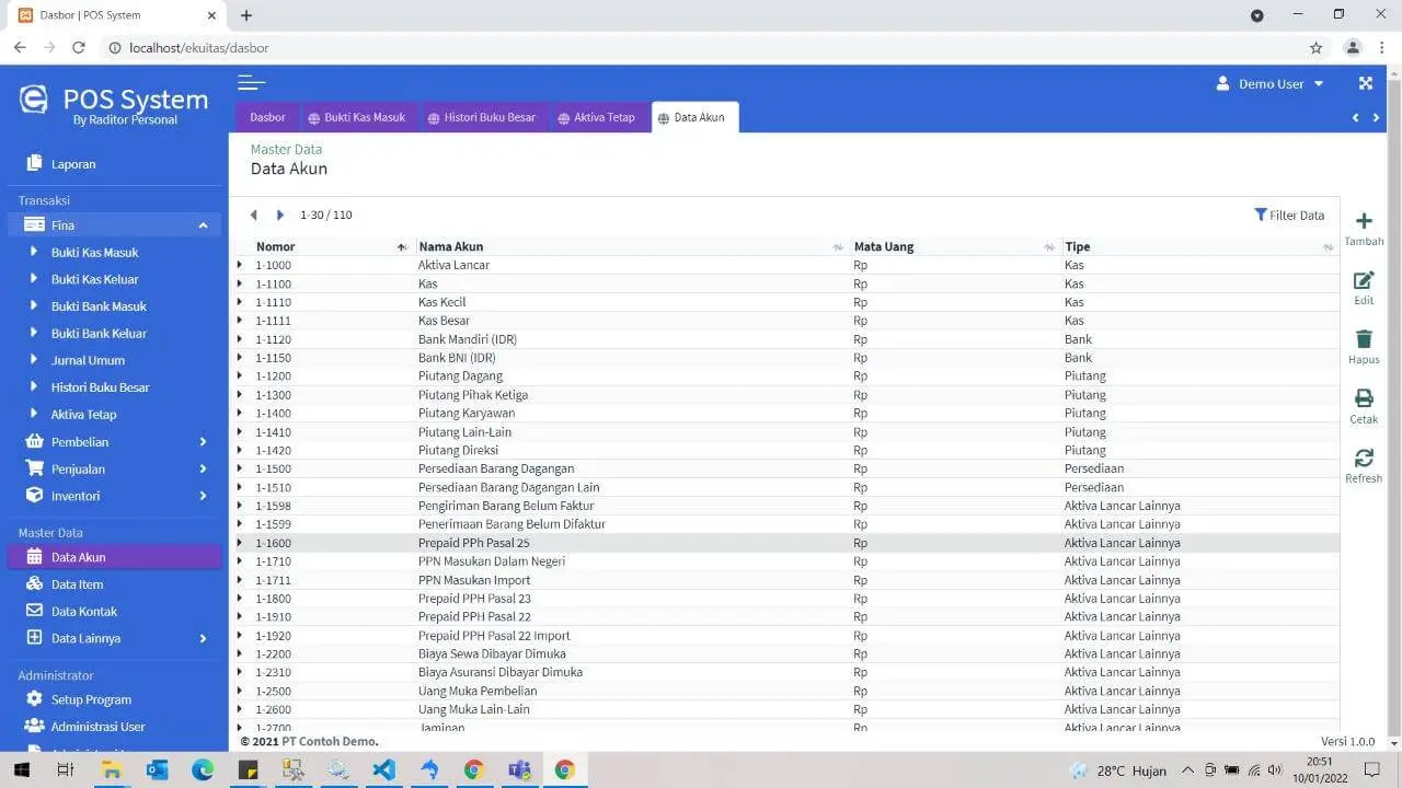 Integrated Accounting System Using Codeigniter - Accounts Data Form