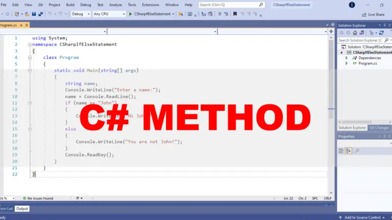Methods in C# Video Tutorial and Source code 2025