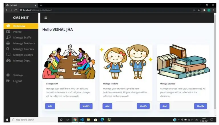 College Management System Project using Node.js and MySQL