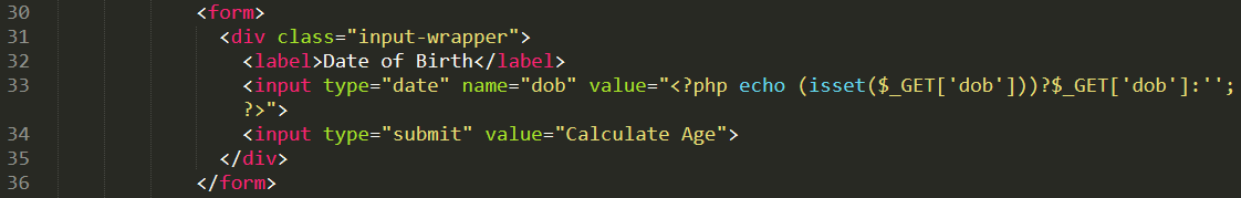 Compute Age in PHP Free Source code and Tutorial - form