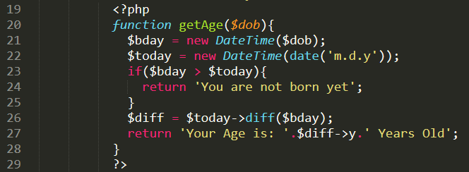 Compute Age in PHP Free Source code and Tutorial - function