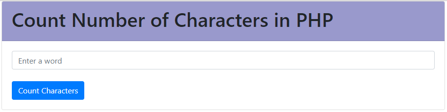 Count Number of Characters in PHP Free Source code and Tutorial - output