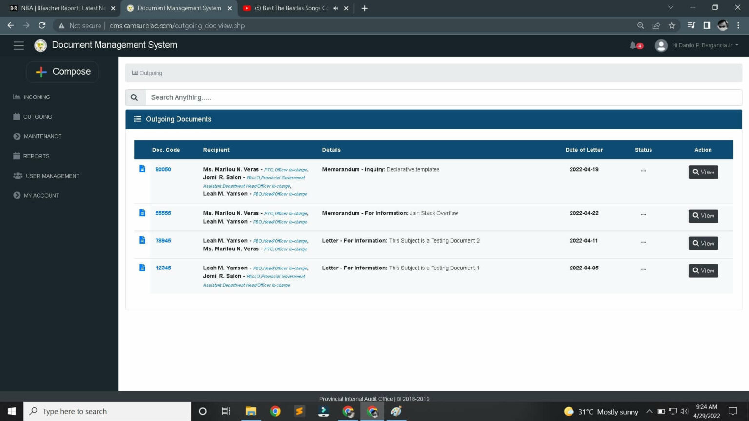 Document Management and Tracking System
