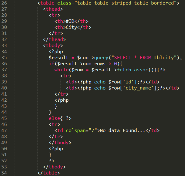 Export database record into csv file in PHP and MySQL Free Source code and Tutorial - populate table