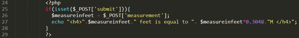 Feet to Meter Converter in PHP Free Source code and Tutorial - PHP script