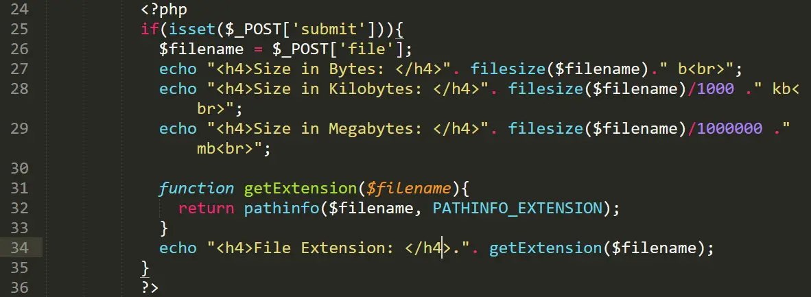 Get File size and File Extension in PHP Free Source code and Tutorial - source code