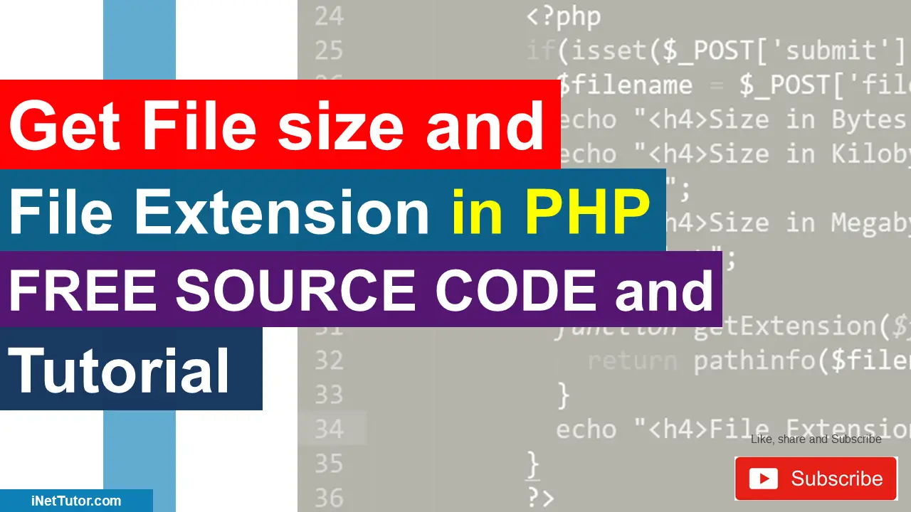 Get Filesize and File Extension in PHP Free Source code and