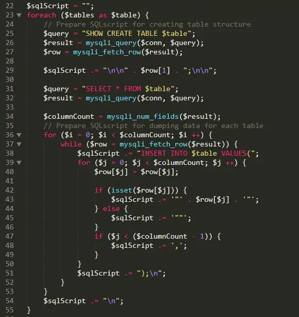 How to Backup Database in PHP and MySQL Free Source code and Tutorial - table structure