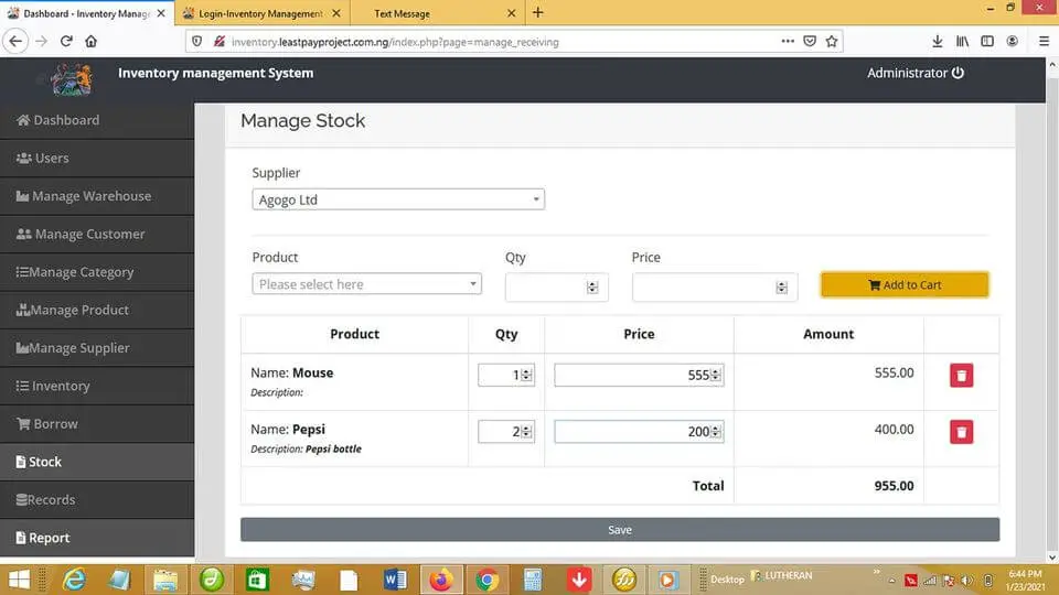 Inventory Management System built with Core PHP - Manage Stock
