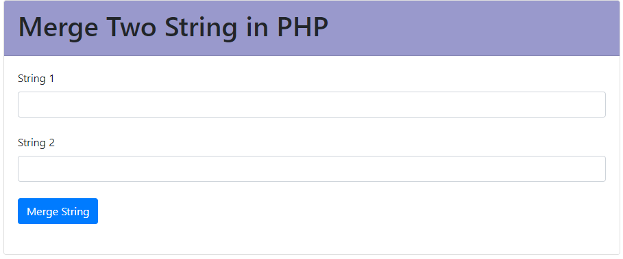 Merge Two String in PHP Free Source code and Tutorial - output
