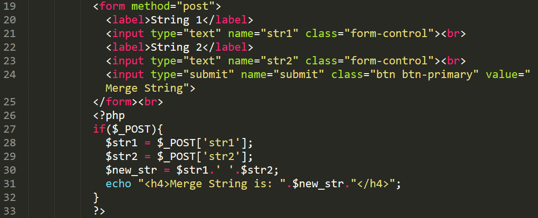 Merge Two String in PHP Free Source code and Tutorial - source code