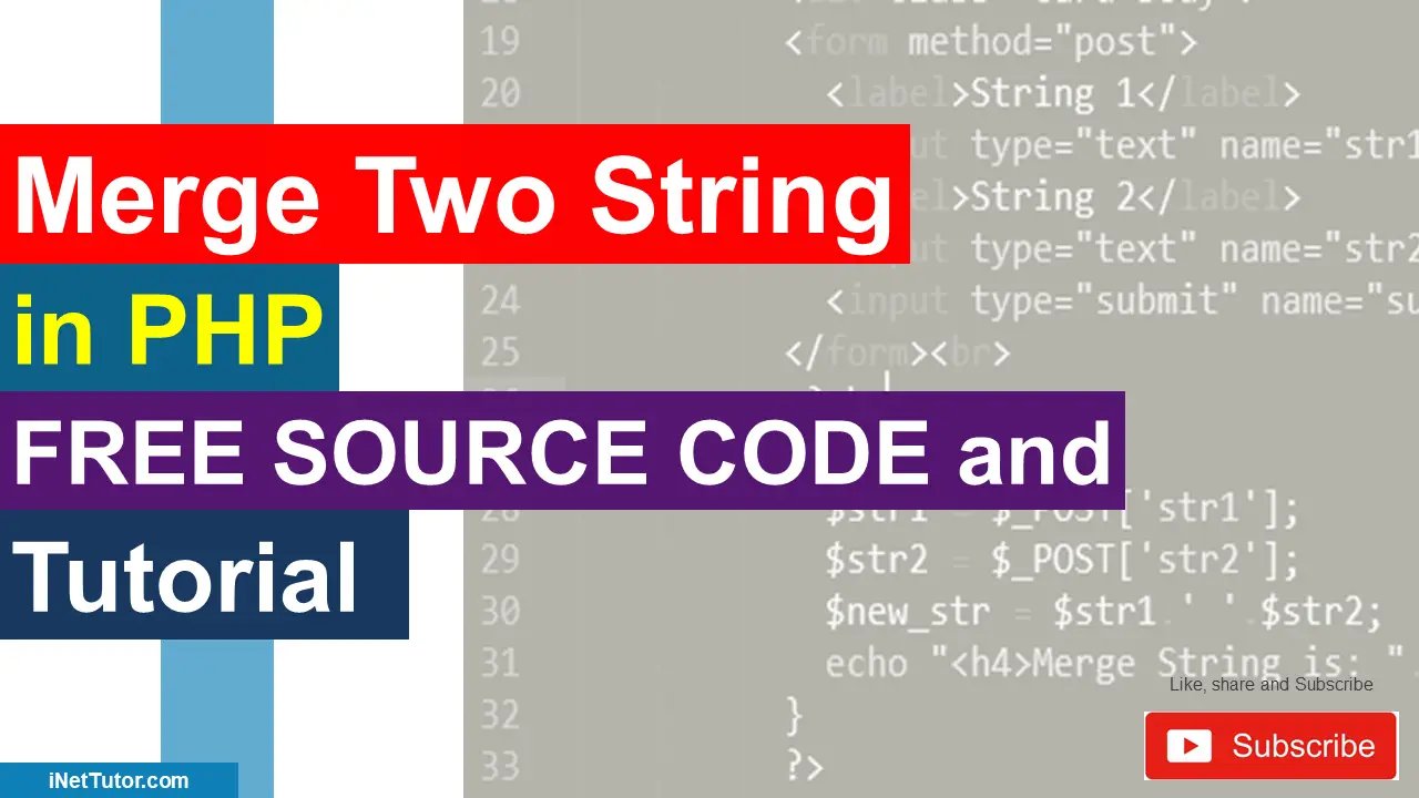 Merge Two String in PHP Free Source code and Tutorial