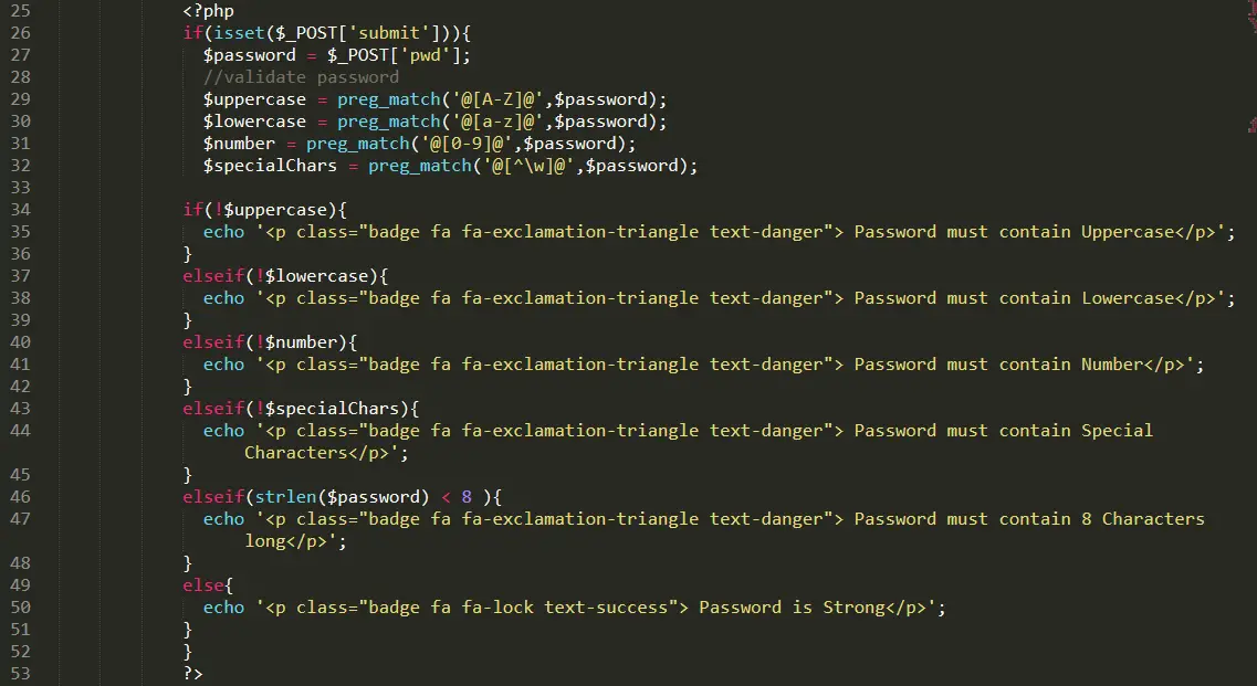 Password Indicator in PHP Free Source code and Tutorial - back-end