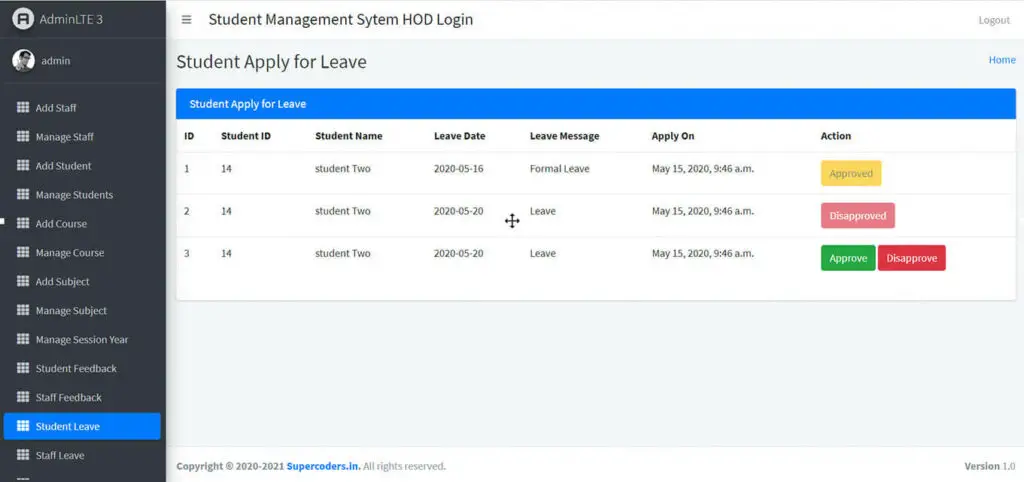 Student Management in Django Free Source code