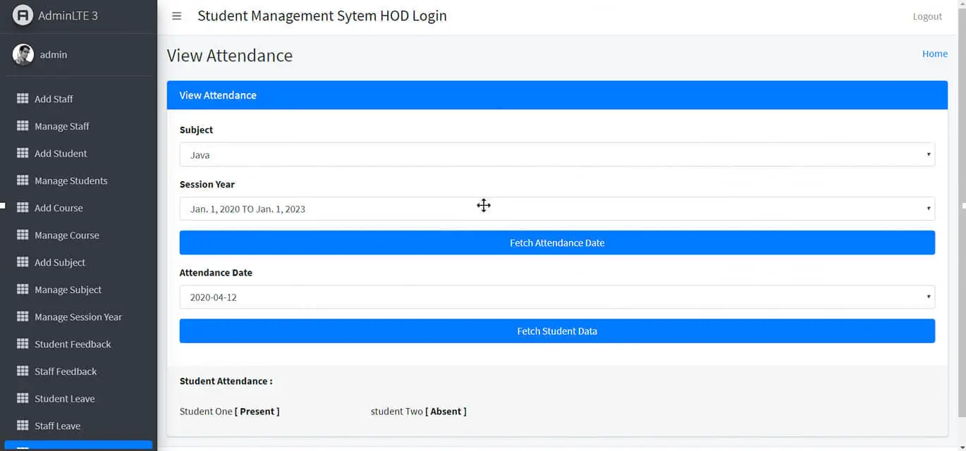 Student Management in Django - View Attendance