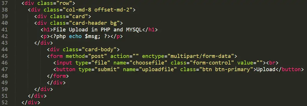 File Upload in PHP and MySQL - front-end