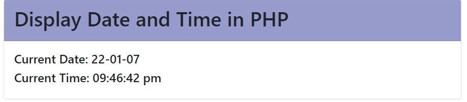 How to Display Date and Time in PHP - output