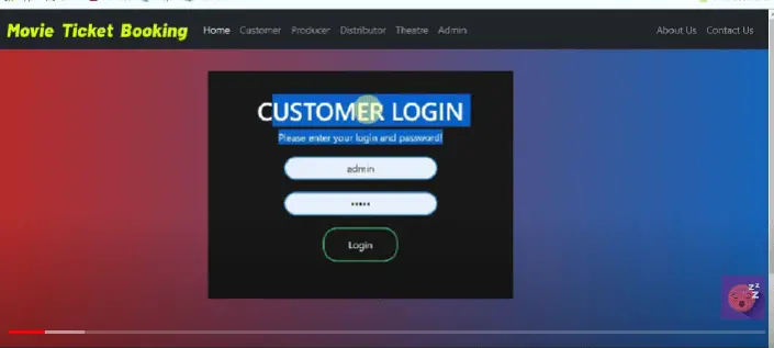 Movie Ticket Booking System - Customer Login