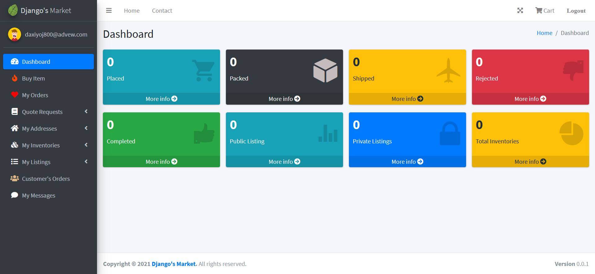 Marketplace Platform in Django Free Source code - Dashboard