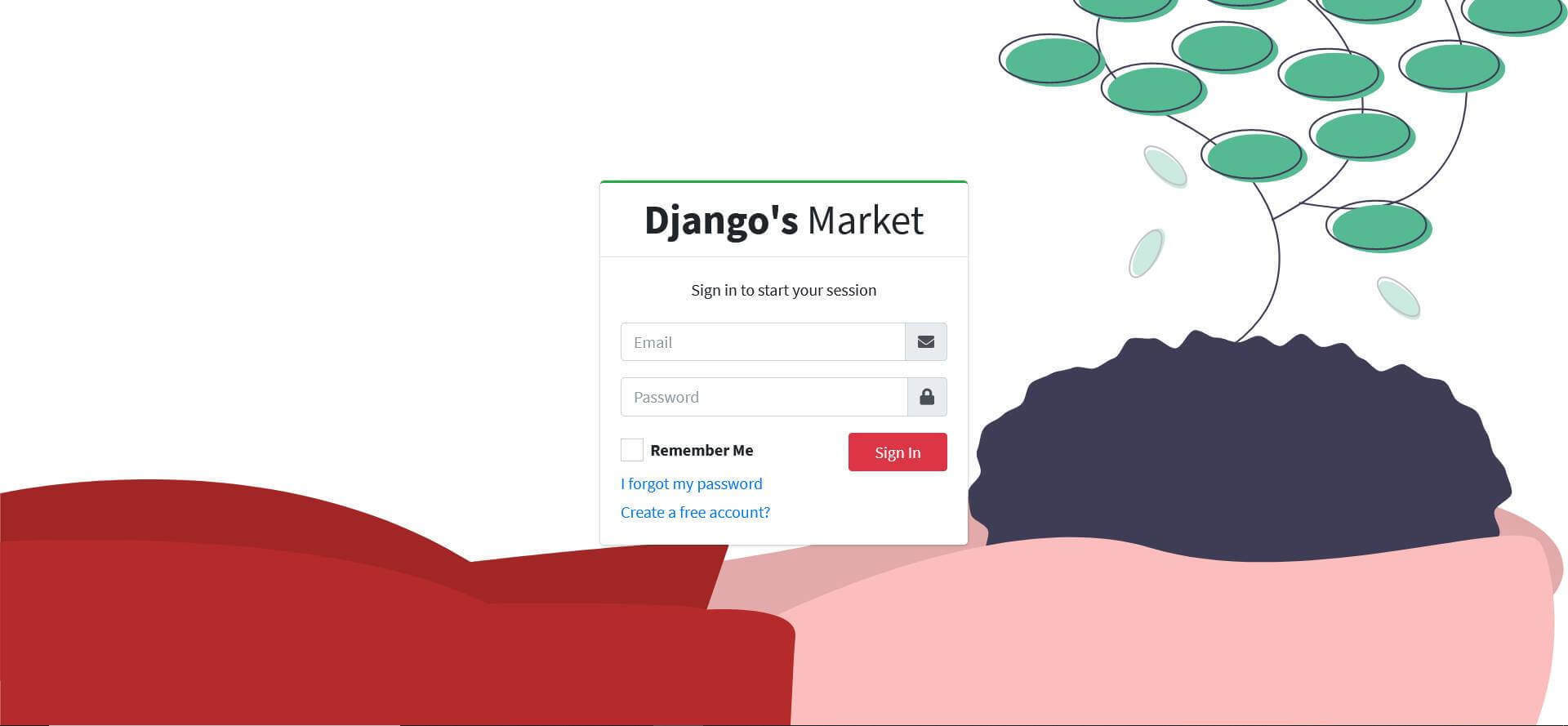 Marketplace Platform in Django Free Source code - Login Form