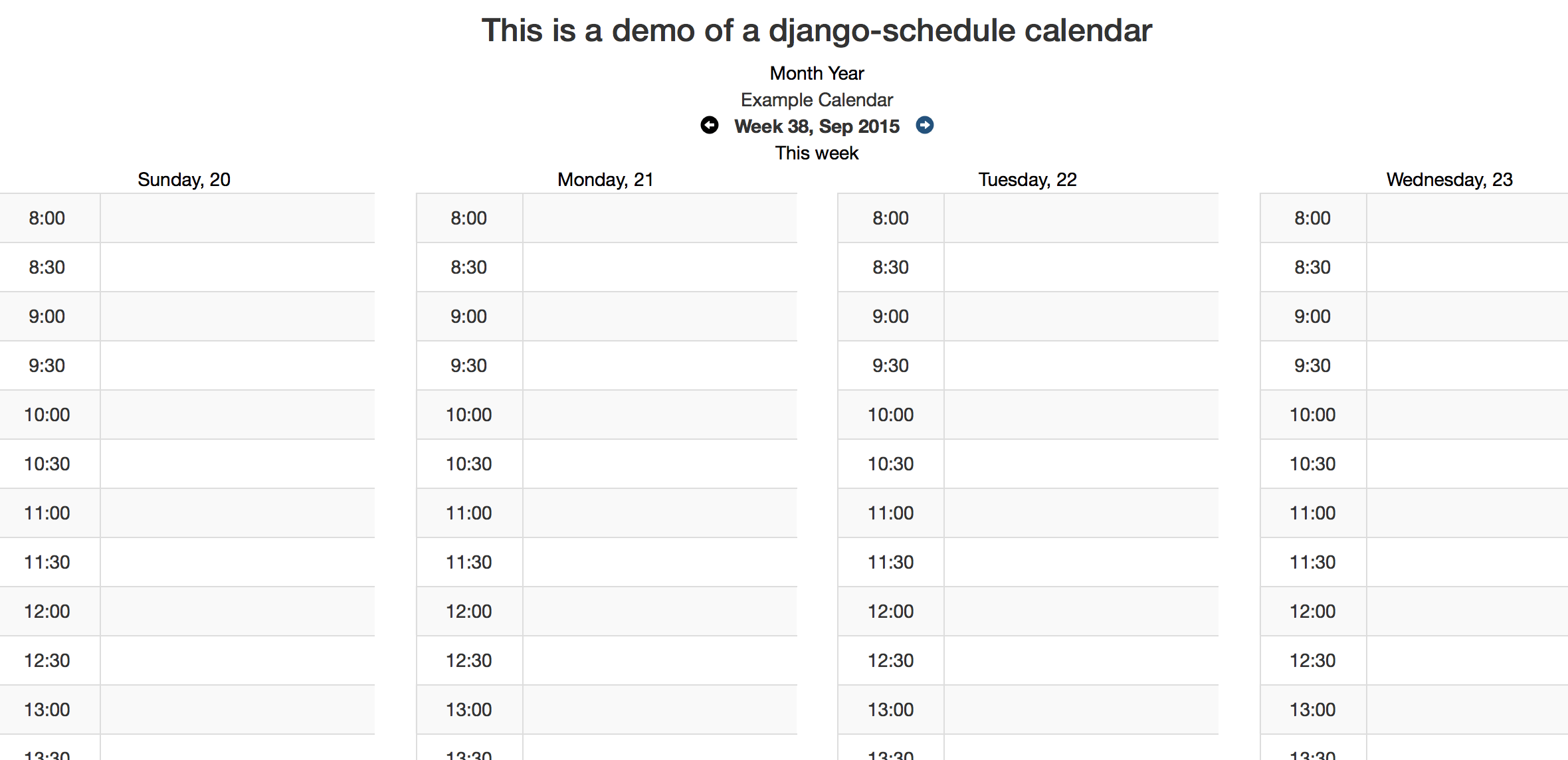 Calendar and Schedule App in Django Free Source code - Daily View