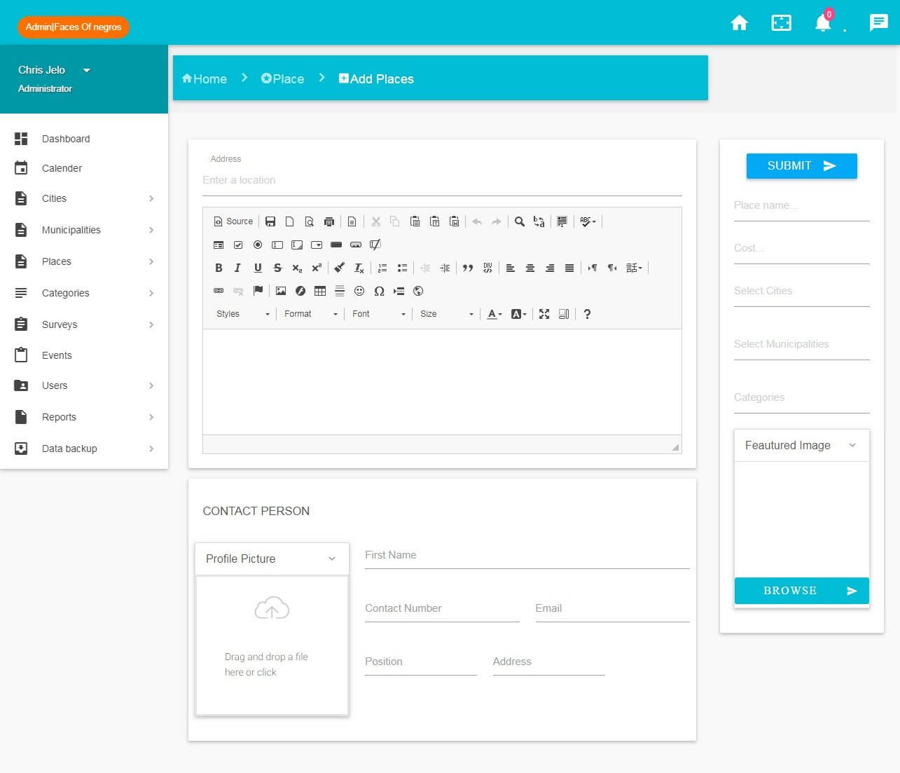 Tourism Web Application using PHP and MySQL - Add Place