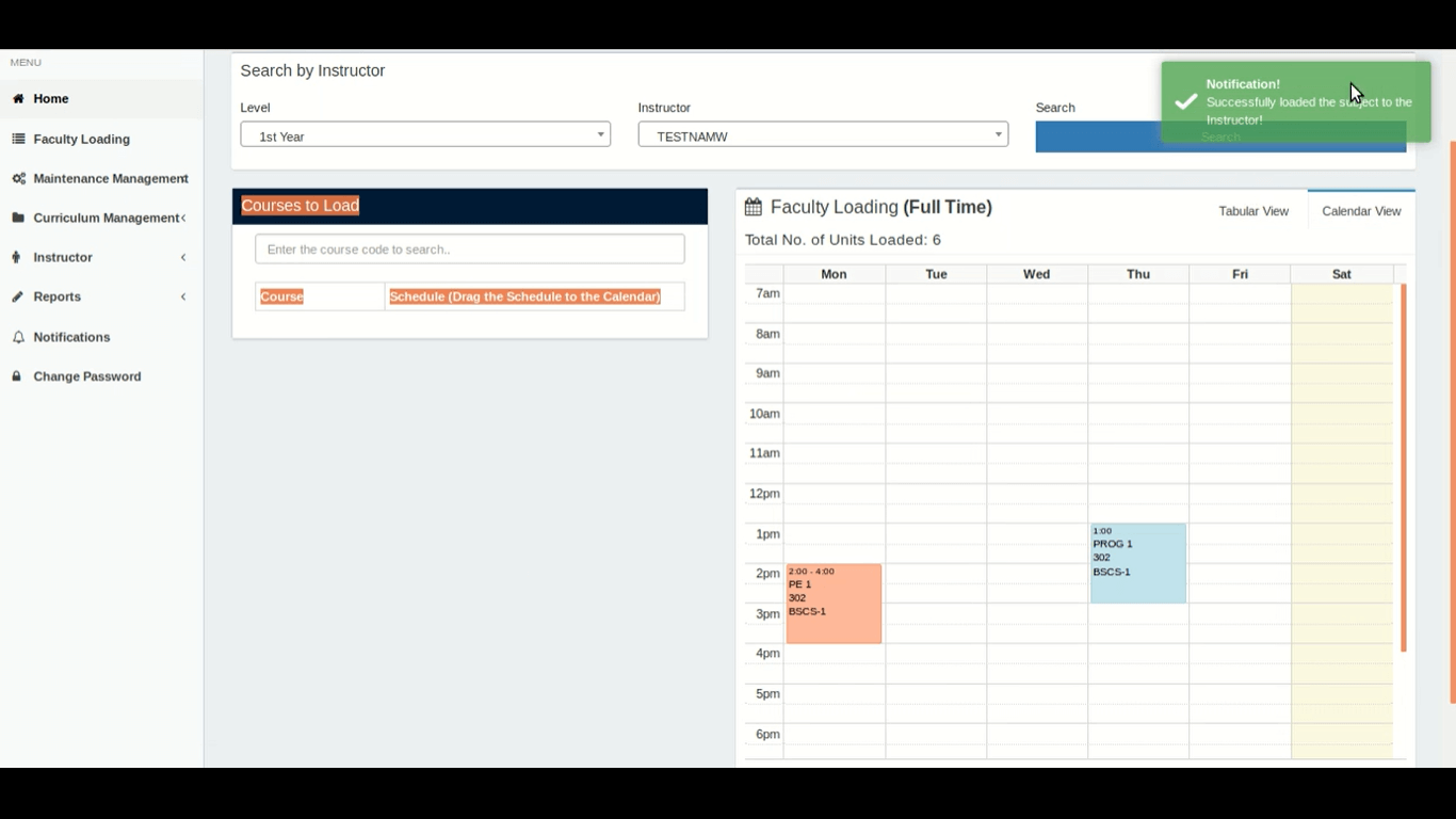 Scheduling System in Laravel Free Source code - Faculty Loading