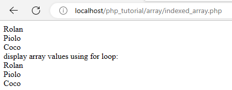 Array and Array Functions in PHP - Indexed Array Output