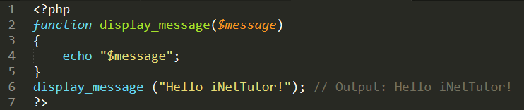 User Defined and Built-in Functions in PHP - function example 1