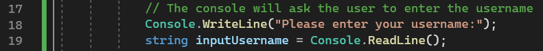 Simple Login in C# Console - Line 17-19